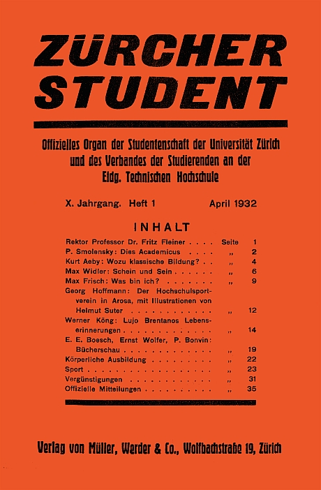 Titelblatt "Zürcher Student" 1932